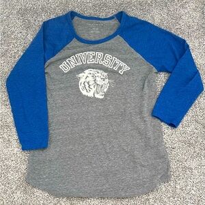 Lucky Brand Gray and Blue University Raglan Tee Size XS